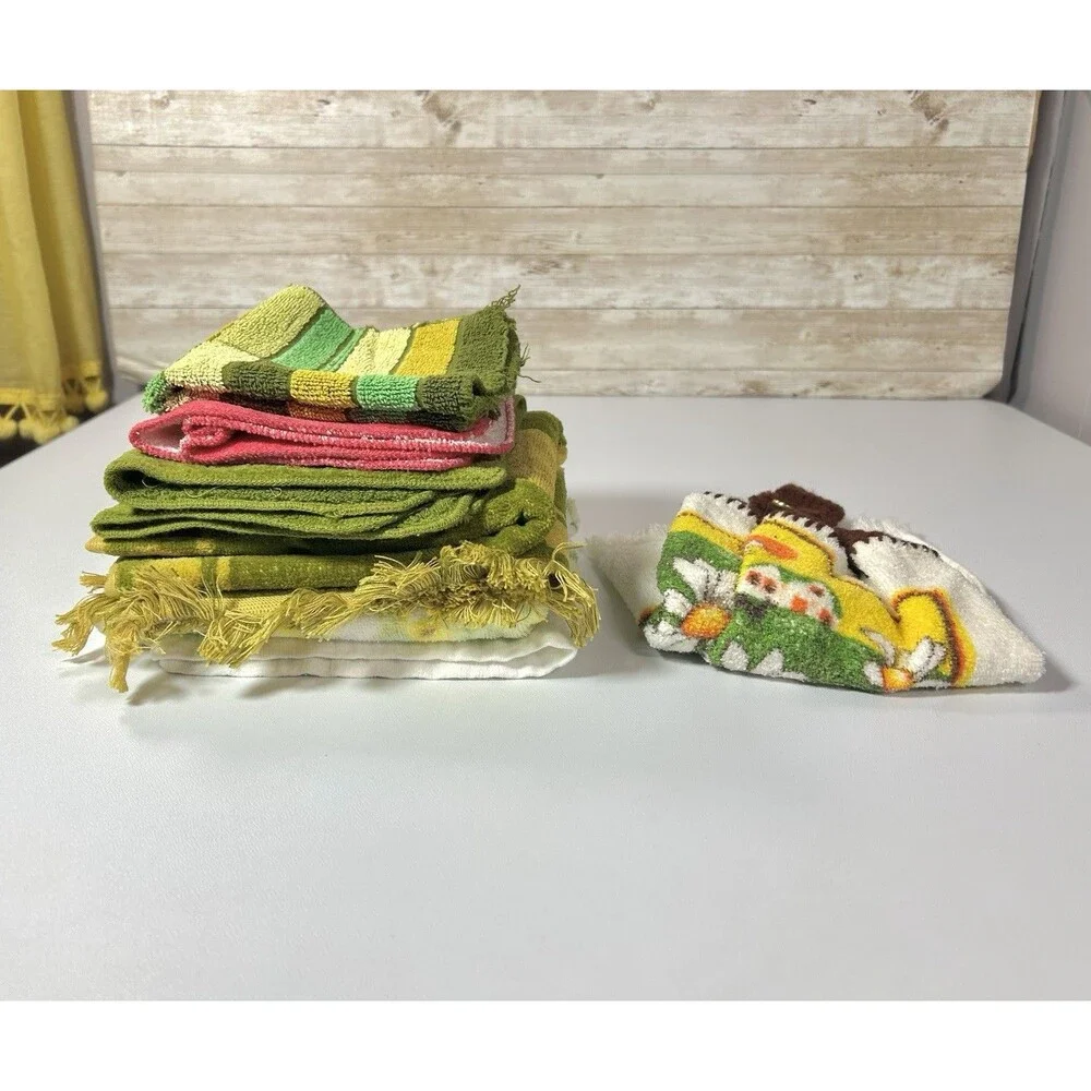 Lot of 7 Cotton Kitchen Tea Towels Variety of Designs Cannon Fashion Manor Sears